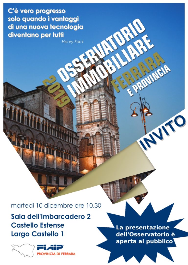 Scopri di più sull'articolo FERRARA | 10/12/19 | Presentazione Osservatorio Immobiliare 2019