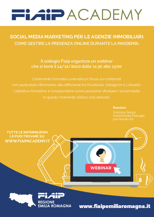 Scopri di più sull'articolo EMILIA ROMAGNA – WebinFIAIP | 14/12/2020  Webmarketing ai tempi del covid: come migliorare la propria posizione sul web