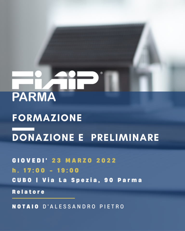 Scopri di più sull'articolo PARMA – 23/03/2023 | Donazione e Preliminare