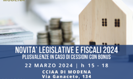 MODENA – 22/03/2024 | Novità Legislative e Fiscali