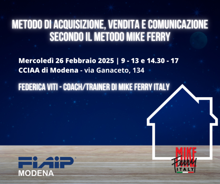 Scopri di più sull'articolo MODENA – 26/02/2025 | Metodo acquisizione, vendita e comunicazione secondo Mike Ferry