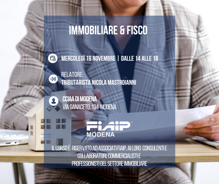 Scopri di più sull'articolo MODENA – 19/11/2025 | Immobiliare & Fisco