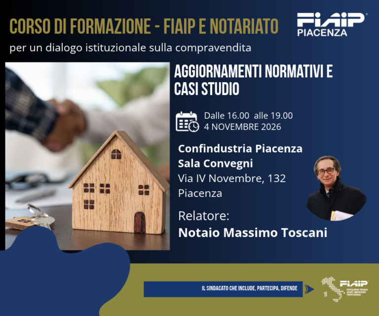 Scopri di più sull'articolo PIACENZA – 4/11/2026 | Aggiornamenti normativi e casi studio – corso in collaborazione con notariato piacentino